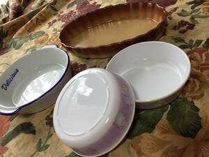 Tableware ★ 4 -piece set Gratin Cuts Deliciaus Melanine Plastic Purple White Plate ★