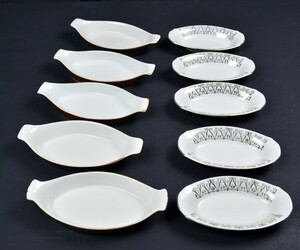 ★ Showa retro/boat -type gratin dishes, salad dishes, grand dishes, plates/beautiful goods, 10 points