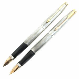 Beauty ▼ Parker Parker Parker Sonet Pen Tip 14K 585 Stirling Silver Fountain Pen 2 Silver x Gold XF / F Nib Weight 40.31g
