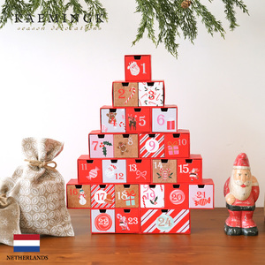 [130124] Christmas tree decorative ornament KAEMINGK Advent Calendar Paper Tree BOX Present Santa Claus Red