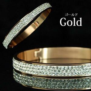 Limited time sale! ! ★ Free shipping / prompt decision price ★ Bangle type ★ Crystal ★ Bracelet ★ Gold color