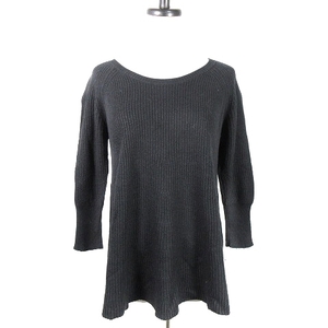 Chesty CHESTY Knit cut -and -sew 9 -minute sleeve round neck thin plain f black black tops /NA ladies