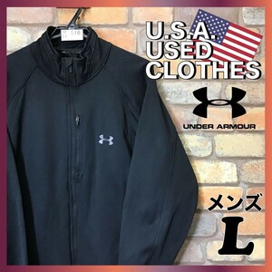 ME5-516 ★ Popular brand overseas model ★ Good product &amp; Genuine ★ [UA Under Armor] Embroidery Logo Full Zip Track Jacket [US Men's L] Black