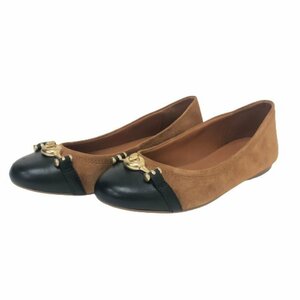 Coach COACH LEILA BALLET SUEDE Round to Pumps Flat Shoes Brown