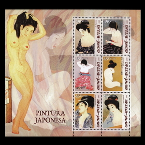 ■ Guinea Bissau stamp 2005 Japanese painting / Beautiful painting / 6 kinds of nude women