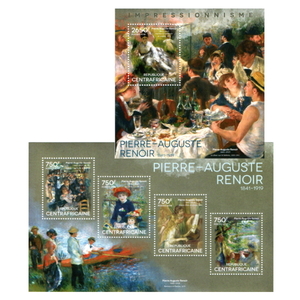 ■ Central African Stamp 2014 Painting / Renoir Seat + 4 Seats