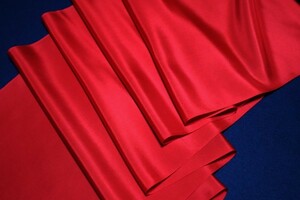 【Kyo Wagire】&lt; Rare &gt; Red Silk (Fir) Feather Double Silk Back Fukui Prefecture (Fukushima Textile Fabric) Kimono Body Back Piece Approx. 8.7m Free Shipping (1)