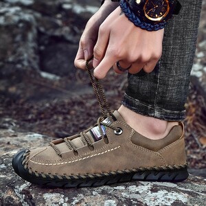 Trekking Shoes New Men's Shoes Leather Shoes Walking Sneakers Outdoor Lo Far Slipon Khaki Selection 26cm