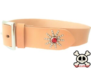 Tochigi Leather End On Lea Studs Belt Natural Red Spots Made in Japan