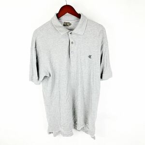 Large size Calvin Klein Calvin Klein Short Sleeve Cut Saw Polo Shirt Men L size Gray Cotton 100% Sportwear