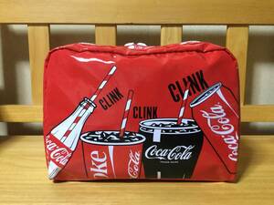 Unused ★ LESPORTSAC / LeSportsac x Coca -Cola Collaboration Extra Large Rectan Glage Cosmetic Pouch "CLINK CLINK" ★