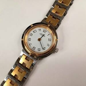 [AIKU-YA] Hermes Clipper Ladies Watch White Date Combination Initial Model