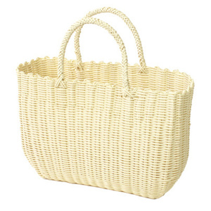☆ Beige ☆ PP bag jumbo size basket bag basket bag leisure bag Large -capacity lunch bag Lunchback leisure back