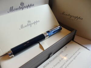 ◆ [Rare] Montegrappa Mother of Pearl Espressione Navy Navy Fountain Pen Tip: 18k750 Solid Gold F