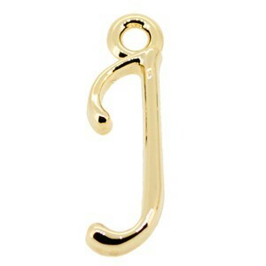 Alphabet Initial Charm J's character gold color metal parts 16kg gold plating