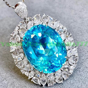[Selectable gem] Brazil Palai Baramarine Necklace Pendant Ring Both Rings Neon Blue Power Stone 26ct Women Real Ethracial Certificate P50