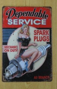 Free Shipping Spark Plug Dype Double Service Metal Sign Plate SPARK PLUG Signboard Tube Antique Garage