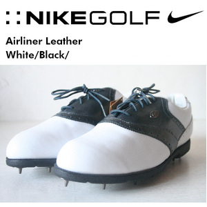 27.5cm Nike Air Liner White Black Golf Shoes Nike Airliner White Leather Golf Shoes