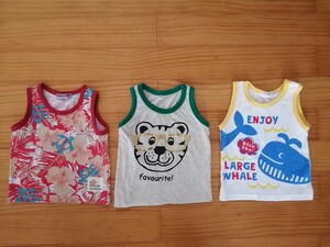 Kids Baby 80 Tank Top 3 pieces Contributions Boys Print pattern tiger Gay White Red Hawaiian Contract Pattern Hibiscus