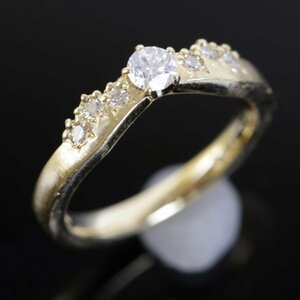 Beauty "USED" K18/Diamond ring/Ring Diamond 0.116ct 2.4g 1.5