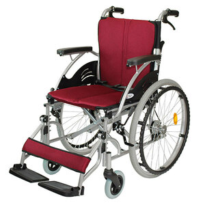 Self -run assistant wheelchair wheelchair wheelchair round -handed compact nursing care compact nursing care product Lightweight wheelchair folding folding fashionable color: wine red (small bean color)