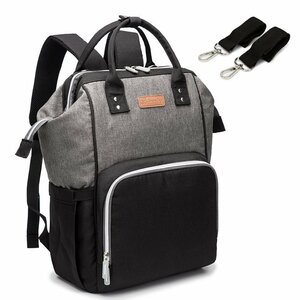 Mother's Bag Backpack Black x Gray Large -capacity Lightweight shoulder 2WAY Water -repellent Mamaroque Mother Zrukmama Bag