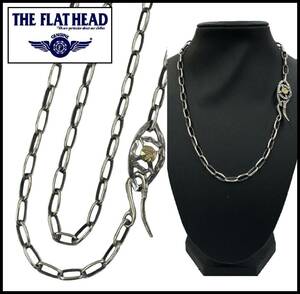 ★ DHM 20th anniversary limited ★ THE FLAT HEAD flat head K18 Ingot Metal Silver Swastika Stamp Work Feather Hook Necklace Chain