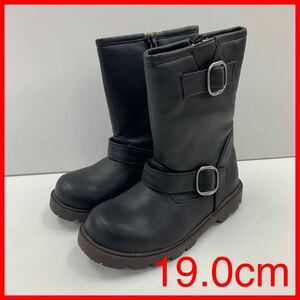 New Kids Girls 19.0cm wide lightweight and non -slip belt Boots Side Boots Middle Boots Black TABY BRBR5