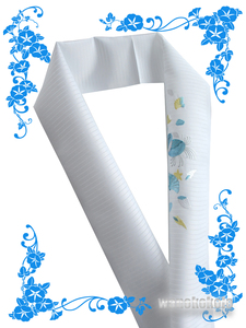 [Wa no Ms.] Summer washing kimono ◇ Japanese summer embroidery semi -collar ◇ white / shell pattern (blue) ◇ PRSH_188