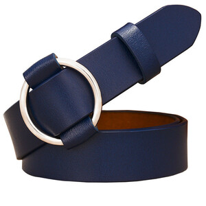 New genuine leather leather belt ladies thin belt ring slide belt lonely cowhide casual navy navy navy kcn020-navy