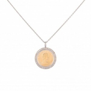 PT850 PT950 K18 Diamond Coin Necklace Enhanced Coin