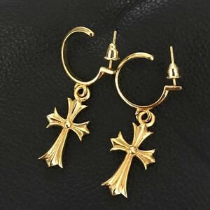 Gold Tinique Ro Spearas Popular Gold Earrings Hoop Cross Pierce Drop Earring Crome Hearts