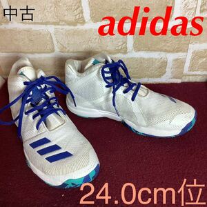 [Sold out! Free shipping!] A-249 ADIDAS! Basket shoes! White! Blue! Basketball! Club activities! Hobbies! Sports! Used!