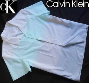 New ★ Calvin line ★ Refreshing gradation open shirt ★ Cotton shirt short sleeve shirt XL ★ CK Calvin Klein ☆ 152