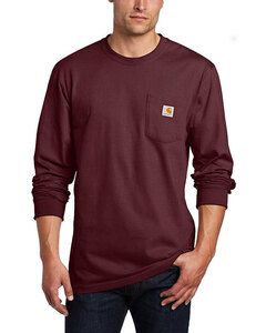 CARHARTT US Ron T long T-shirt Long sleeve (K126) MEN'S WORKWEAR POCKET L/S T-Shirt Port Wine Red (S) With pocket