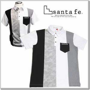 Santa Fe Santa FE Different Material Docking Polo 85816-01 (Whitexmonotone) -48 (L) Coloring Coloring Short Sleeve Polo Shirt Cutsaw