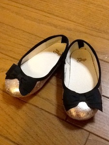 Good goods [GAP/gap] Girl ribbon valley shoes/Petanko shoes/14cm ★ Glitter ★ USED