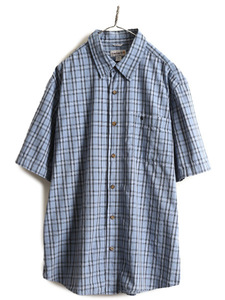 US Planning Large Size XL ■ Car Heart Check Short Sleeve Shirt (Men's) CARHARTT Work Cotton Pocket Relax Fit Discontinued
