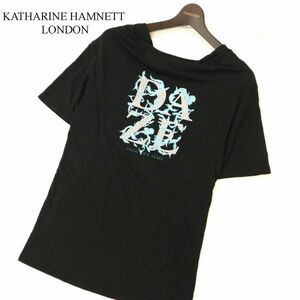 Katharine Hamnett London Catherine Hamnet Spring / Summer DAZE Print ★ Short Sleeve Drape Cut Sew T -shirt SZ.M Men's Black C3T06533_7#D