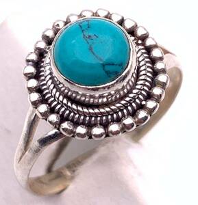 Natural stone turquoise SILVER925 Ring ☆ No. 17