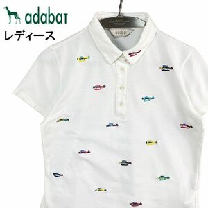ADABAT Adabat Short Sleeve Polo Shirt Flying Flying All Pattern 38 Ladies White Golf Wear 2307 -NP -1430 -G06