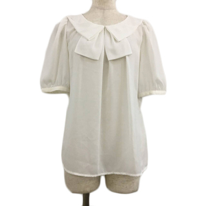 Rest Rose L'EST ROSE Blouse Cut Sore Plound Round Color Sea Puff Sleeve Short Sleeve 2 White White