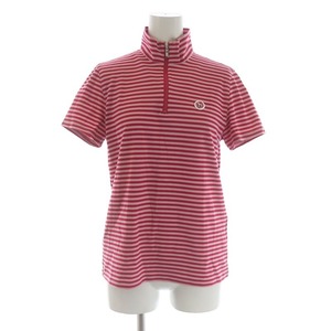 Adabat Golf Wear Milan Rib Polo Shirt Short Sleeve Half Zip High Neck Border One Point 38 M Pink ■ GY09 /SI34