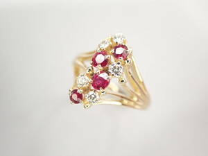 1/Beauty Mikimoto K18 Ruby Tot 0.38ct Diamond Total 0.16 Ring Ring