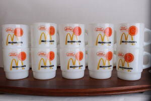 Free Shipping! Beautiful Product Set 10 Pieces McDonald Adad Mug Mac Mac Mug Cup Fire King Vintage Milk Glass