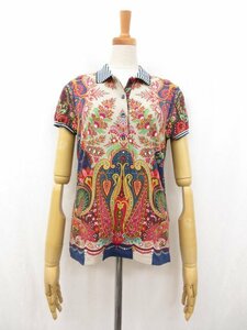 HH Super Beauty [Etro Etro] Print Polo Shirt Cut Saw Made in Italy (Women) Size44 Multicolor ● 5LT4869 ●