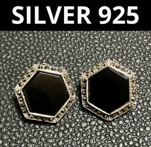 [WS275] SILVER 925 Silver earring onyx?