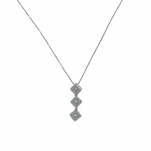 Diamond Necklace K18 WG White Gold Accessories Ladies 0.35ct 45cm Design Pendant Venice Chain [Used]