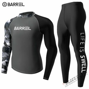 Swimsuit Rush Guard Men's Long Sleeve Up and lower Body Cover Large Size UV ​​Cut UPF50+ UV Parker Sunburn