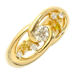 [Free Shipping] [Real] Diamond ring ★ Ring ★ K18YG ★ Diamond 0.303ct 0.14ct ★ No. 12 ★ Finished ★ Ladies accessories ★ Stylish ★